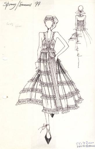 Drawing of Dress for Spring/Summer 1977 Collection