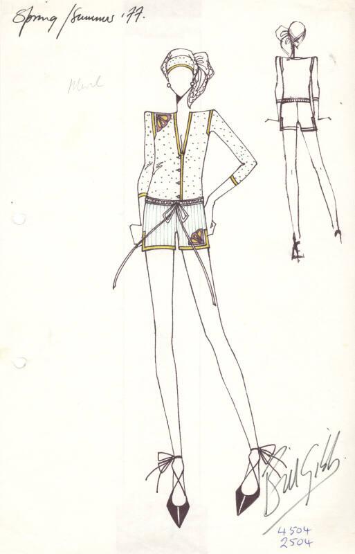 Drawing of Top and Shorts for Spring/Summer 1977 Collection