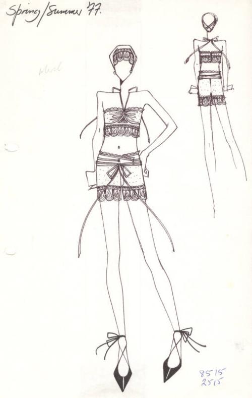 Drawing of Top and Shorts for Spring/Summer 1977 Collection