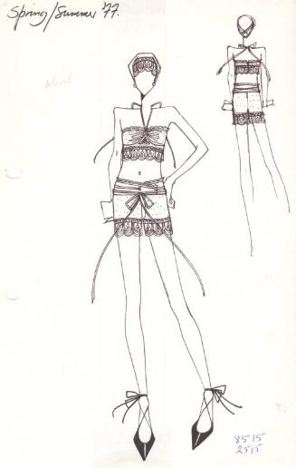 Drawing of Top and Shorts for Spring/Summer 1977 Collection