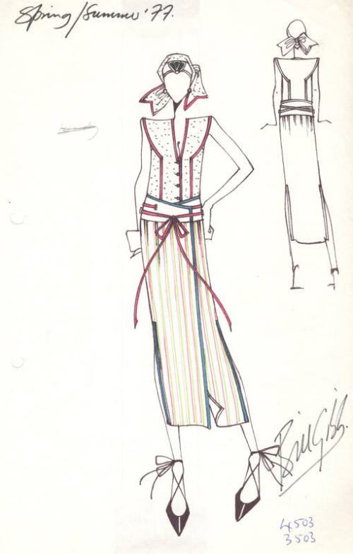 Drawing of Top and Skirt for Spring/Summer 1977 Collection