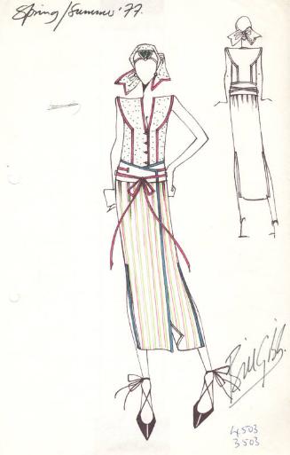 Drawing of Top and Skirt for Spring/Summer 1977 Collection