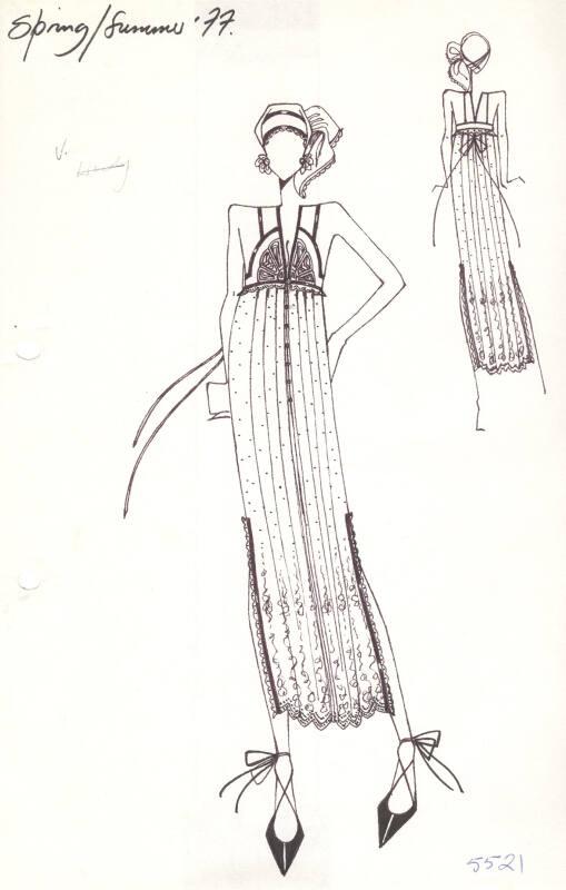 Drawing of Dress for Spring/Summer 1977 Collection