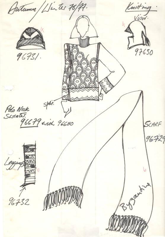 Drawing of Knitted Garments for Autumn/Winter 76/77 Collection