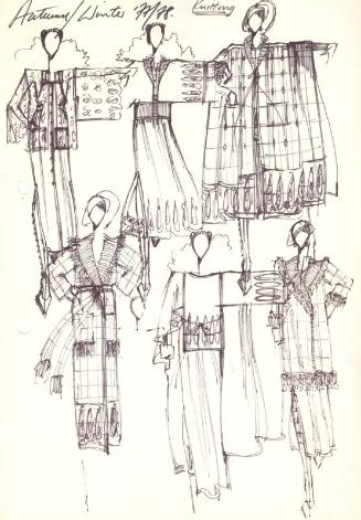 Multidrawing of Tops and Skirts for 1977/78 Knitting Collection