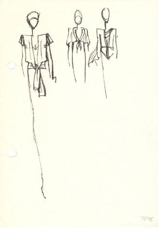 Drawing of Tops and a Dress for  Autumn/Winter 1977 Collection