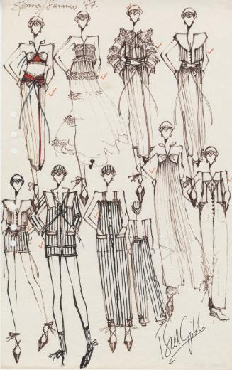 Multidrawing of Dresses, Tops and Shorts for Spring/Summer 1977 Collection