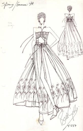 Drawing of Dress for Spring/Summer 1977 Collection