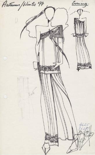 Drawing of Evening Top and Skirt for Autumn/Winter 1977/78 Collection