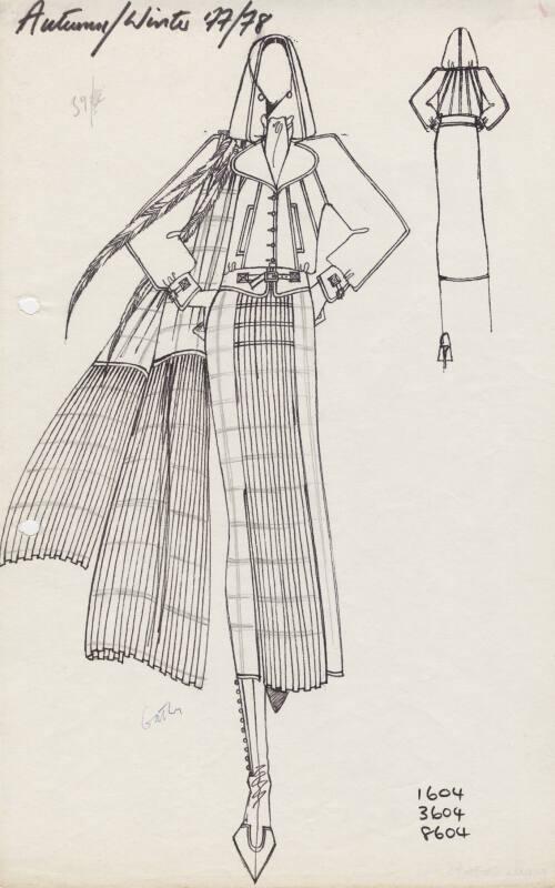 Drawing of Jacket, Skirt and Scarf for Autumn/Winter 1977/78 Collection