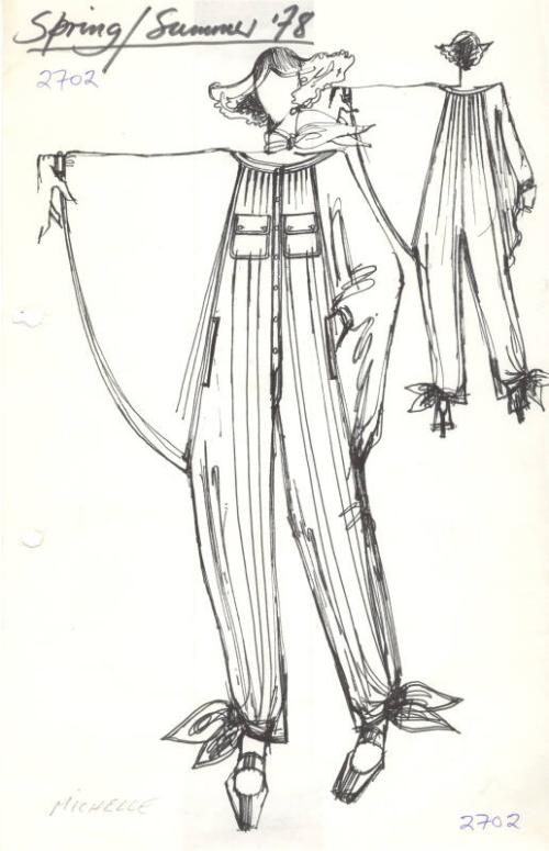 Drawing of Batwing Trouser Suit for Spring/Summer 1978 Collection