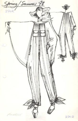 Drawing of Batwing Trouser Suit for Spring/Summer 1978 Collection