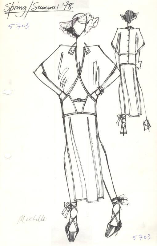 Drawing of V-Neck Dress for Spring/Summer 1978 Collection – Works – eMuseum