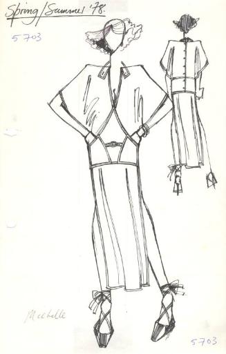 Drawing of V-Neck Dress for Spring/Summer 1978 Collection