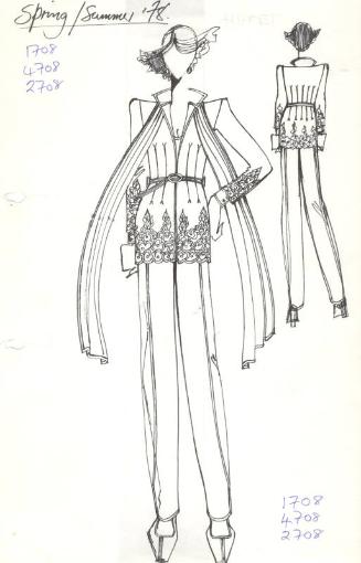 Drawing of Jacket, Blouse and Trousers for Spring/Summer 1978 Collection