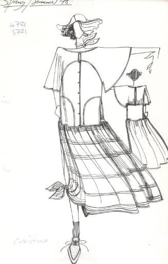 Drawing of Blouse and Plaid Skirt for Spring/Summer 1978 Collection