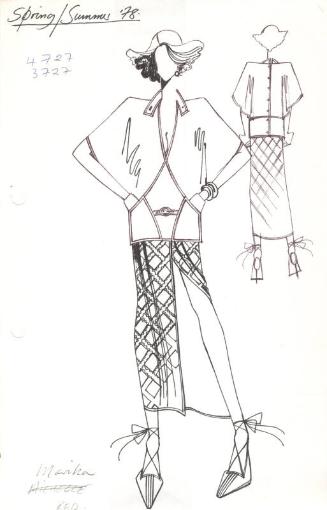 Drawing of V-Neck Blouse and Skirt for Spring/Summer 1978 Collection