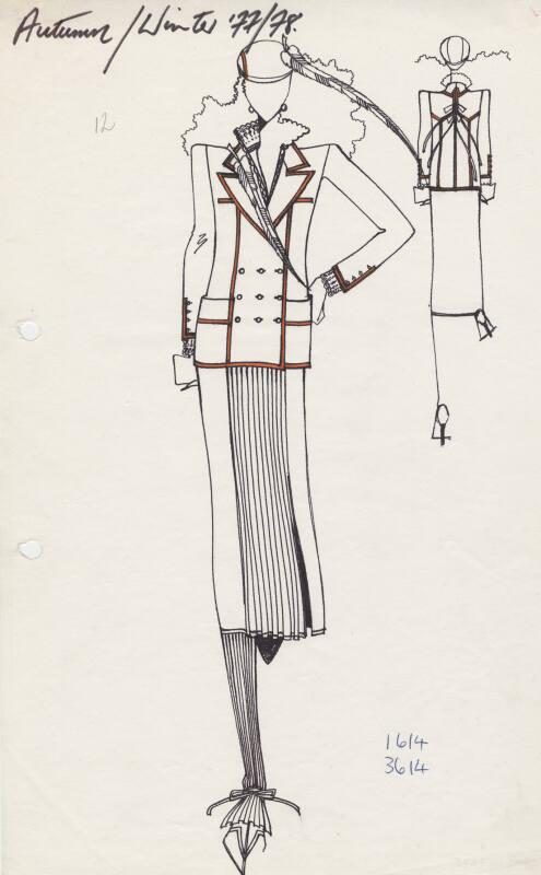 Drawing of Jacket and Skirt for  Autumn/Winter 1977/78 Collection