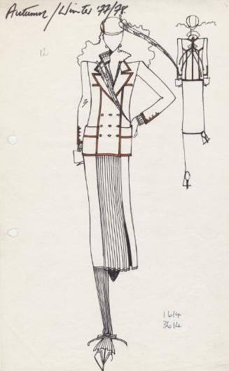 Drawing of Jacket and Skirt for  Autumn/Winter 1977/78 Collection