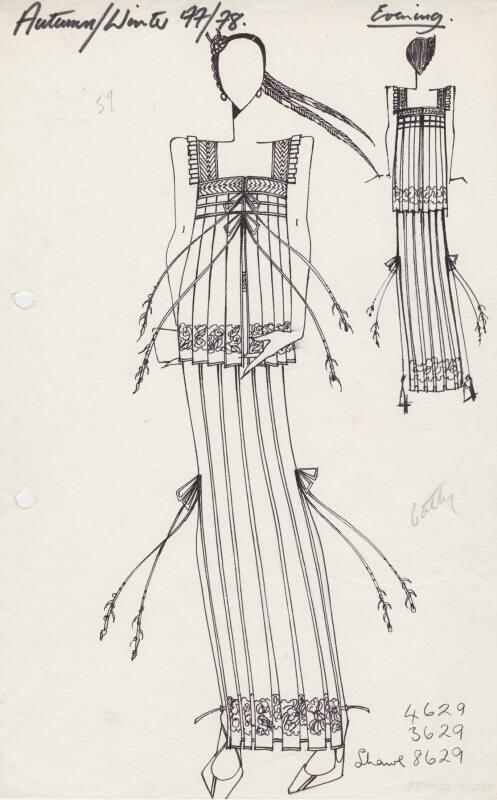 Drawing of Skirt and Top for Autumn/Winter 1977/78 Eveningwear Collection