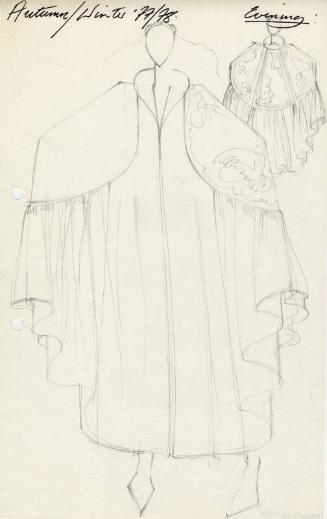 Drawing of Cloak for Autumn/Winter 1977/78 Eveningwear Collection