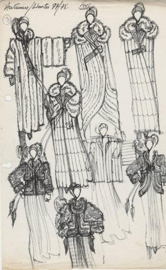 Multidrawing of Coats and Jackets for Autumn/Winter 1977/78 Fur Collection