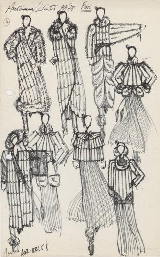 Multidrawing of Coats for  Autumn/Winter 1977/78 Fur Collection