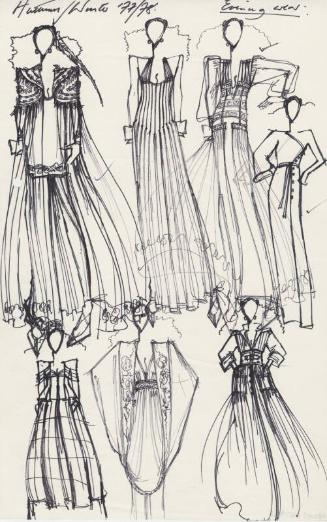 Multidrawing of Dresses for Autumn/Winter 1977 Evening Wear Collection