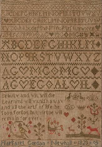Framed Sampler sewn by Margaret Gordon