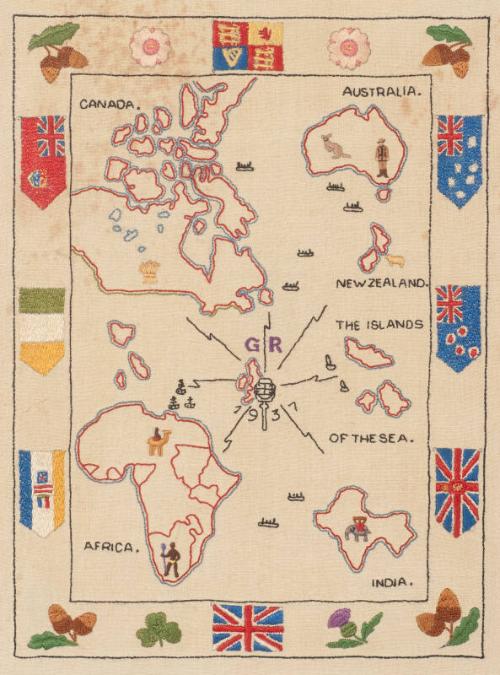 Map Picture (George VI) sewn by Miss Jean Ferrans