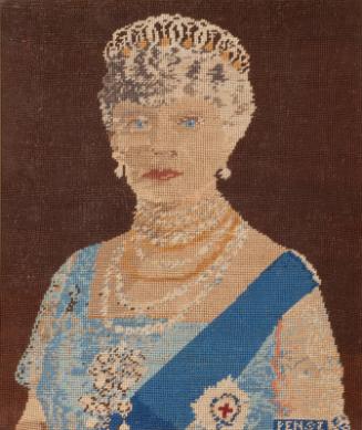 Needlepoint Portrait Queen Mary sewn by Miss Jean Ferrans