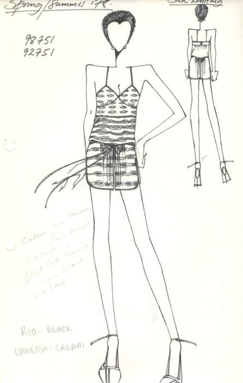 Drawing of Camisole and Shorts for Spring/Summer 1978 Knitting Collection