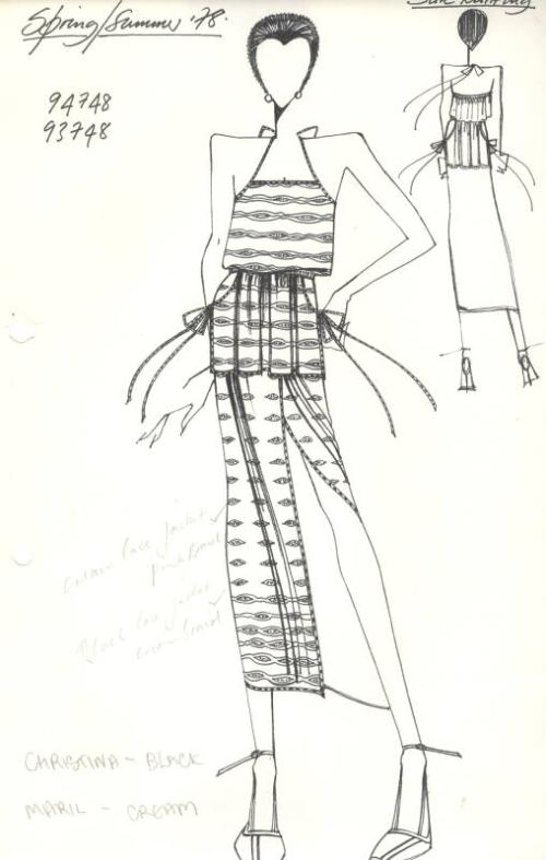 Drawing of Halter Top and Skirt for Spring/Summer 1978 Knitting Collection