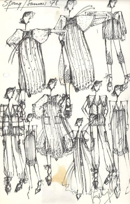 Multidrawing of Dresses, Tops and Trousers for Spring/Summer 1978 Collection