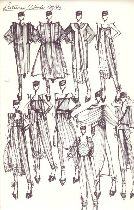 Multidrawing of Coats, Dresses, Trousers and Tops for  Autumn/Winter 1978/79 Collection