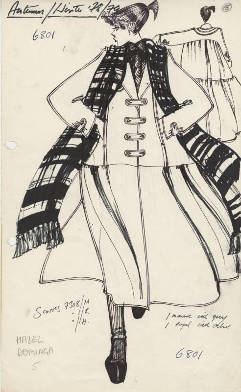 Drawing of Coat and Scarf for Autumn/Winter 1978 Collection