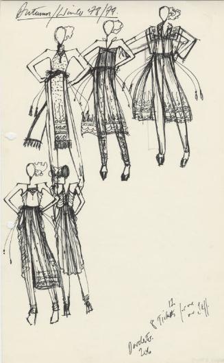 Multidrawing of Dresses for Autumn/Winter 1978 Collection