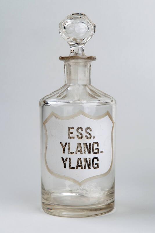 Clear Glass Shield Label Shop Round ESS. YLANG - YLANG