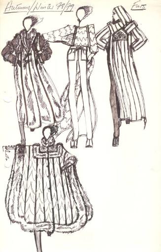 Multidrawing of Coats for Autumn/Winter 1978 Fur Collection