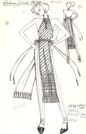 Drawing of Top, Trousers and Apron Skirt for Autumn/Winter 1978 Collection