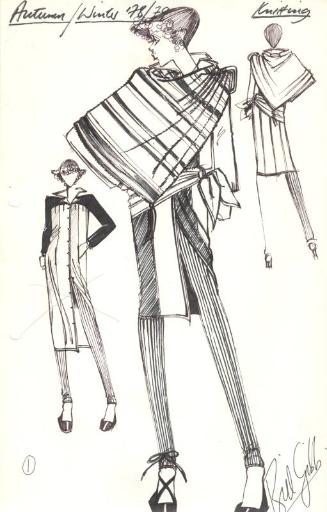 Drawing of Poncho and Dress for Autumn/Winter 1978 Knitting Collection