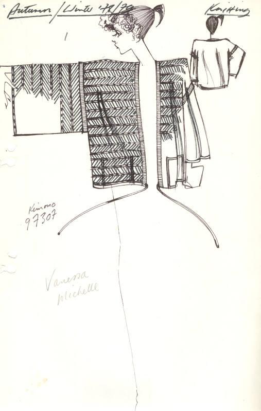 Drawing of Kimono for Autumn/Winter 1978 Knitting Collection