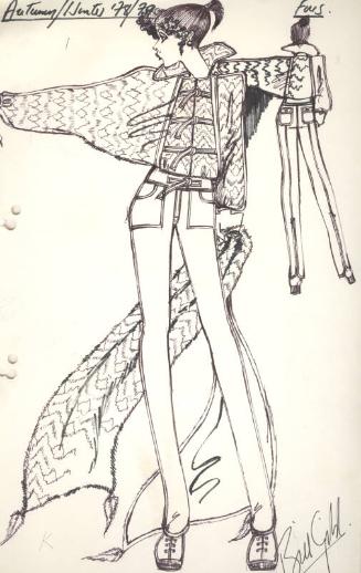 Drawing of Jacket and Trousers for Autumn/Winter 1978/79 Furs Collection