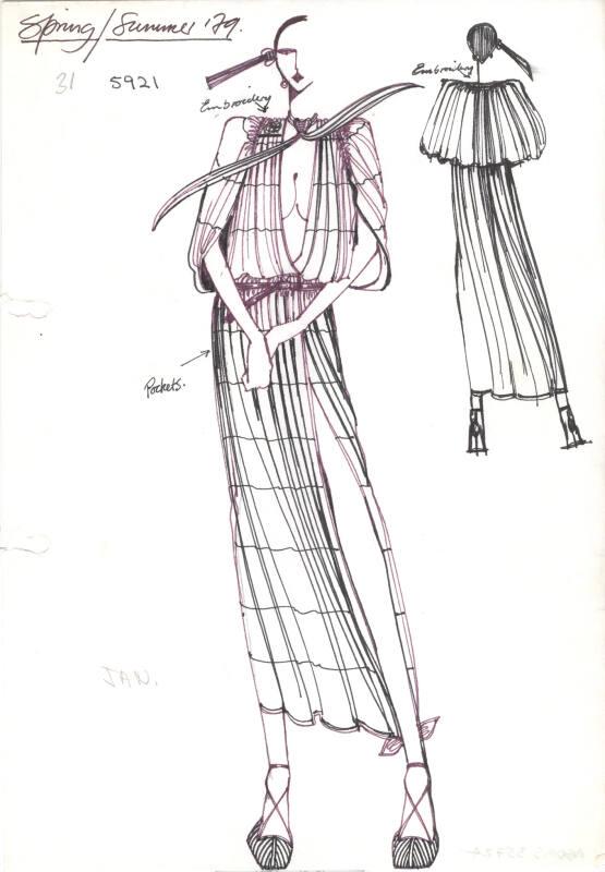 Drawing of Embroidered Dress for Spring/Summer 1979 Collection – Works ...