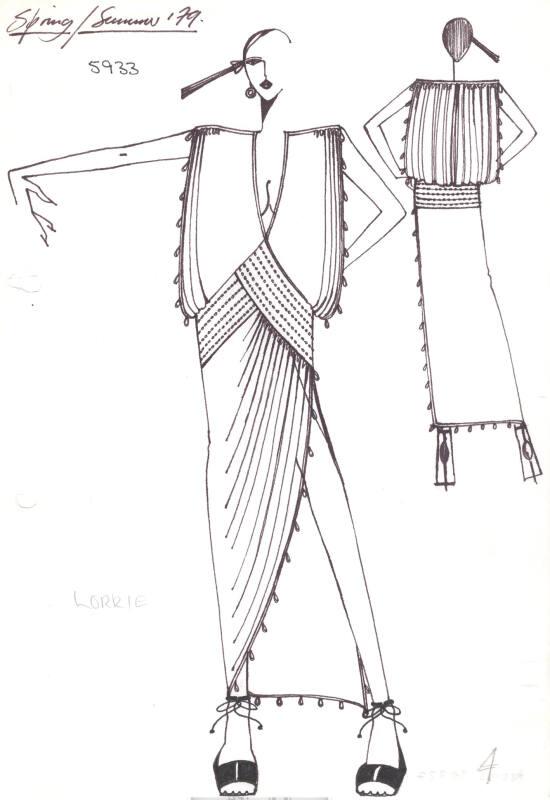 Drawing of Fringed Dress for Spring/Summer 1979 Collection