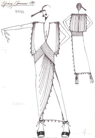 Drawing of Fringed Dress for Spring/Summer 1979 Collection
