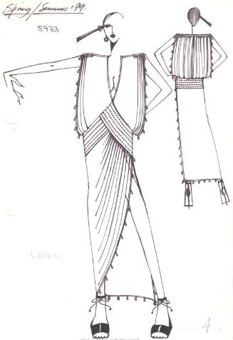 Drawing of Fringed Dress for Spring/Summer 1979 Collection