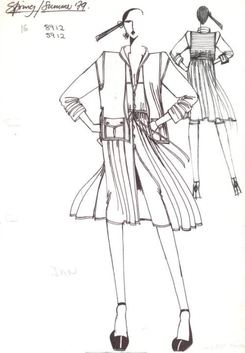 Drawing of Waistcoat and Dress for Spring/Summer 1979 Collection