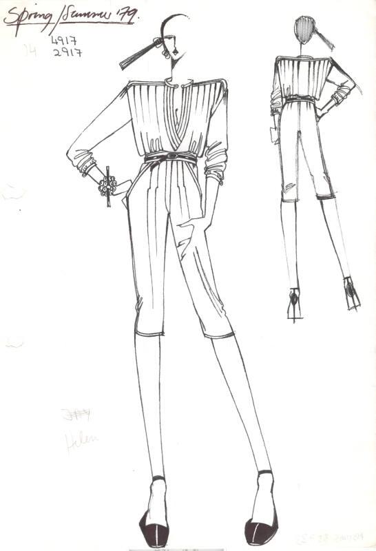 Drawing of Blouse and Culottes for Spring/Summer 1979 Collection ...
