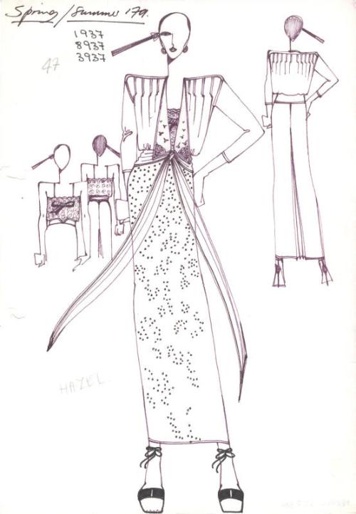 Drawing of Jacket, Blouse and Skirt for Spring/Summer 1979 Collection